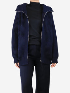 Gabriela Hearst Navy blue heavyweight zip cardigan - size M