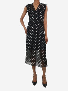 Theory Black sheer polka dot dress - size UK 2