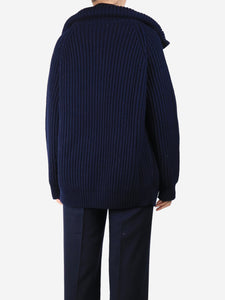 Gabriela Hearst Navy blue heavyweight zip cardigan - size M
