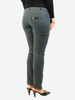 Slate grey vintage embellished-bar jeans - size UK 14 Denim Dior 