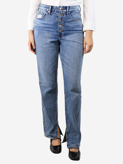 Blue stone-washed slit jeans - size UK 8 Trousers Good American 