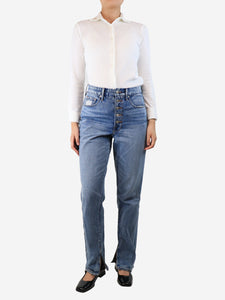 Good American Blue stone-washed slit jeans - size UK 8