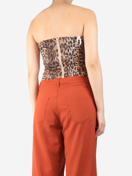 Brown leopard print strapless top - size UK 10 alternate image