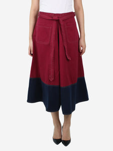 Marni Red belted two-tone skirt - size IT 42