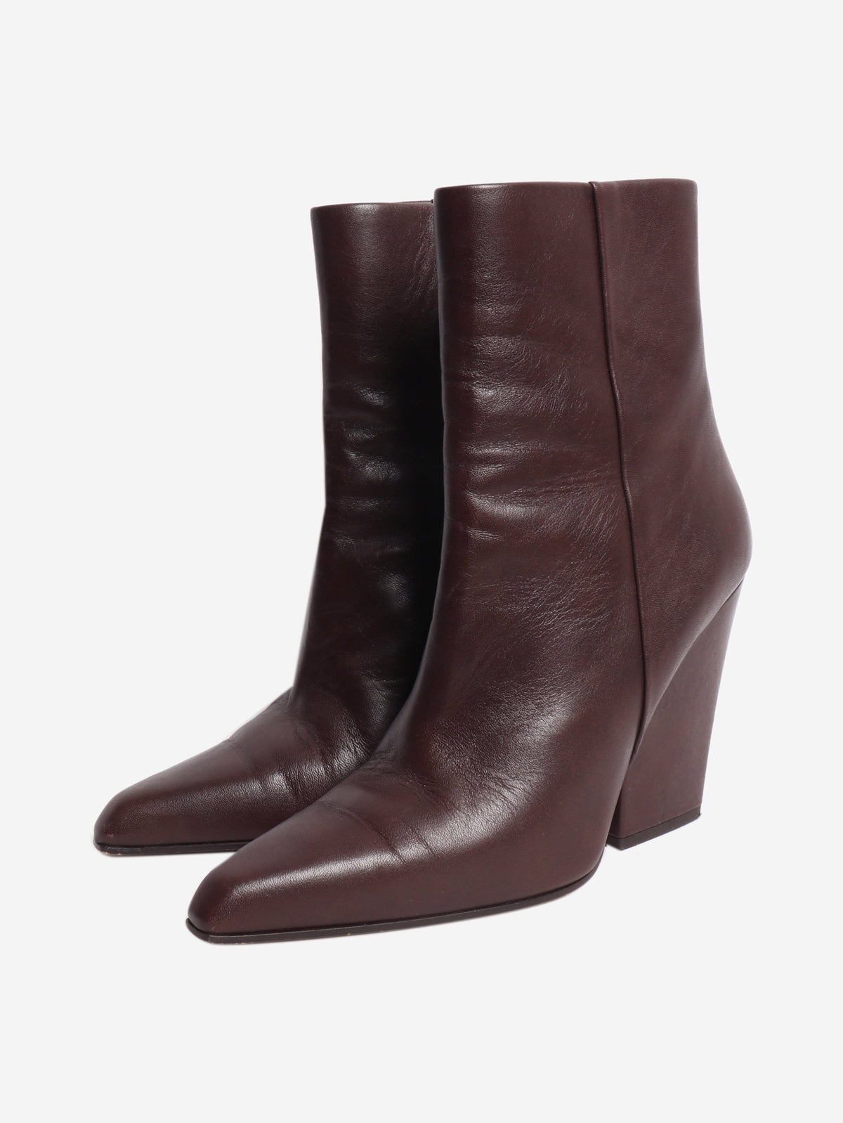 Brown leather pointed-toe ankle boots - size EU 40 Boots Paris Texas 