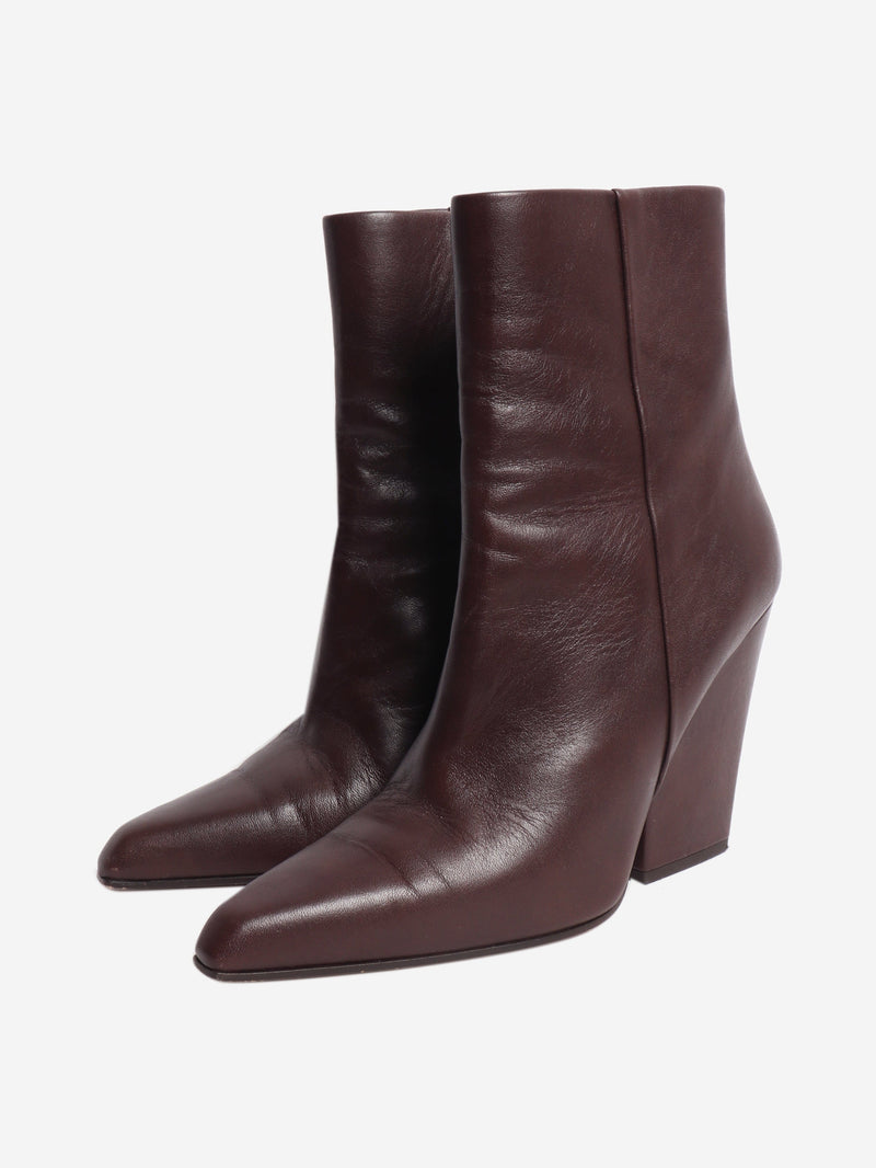 Brown leather pointed-toe ankle boots - size EU 40 Boots Paris Texas 