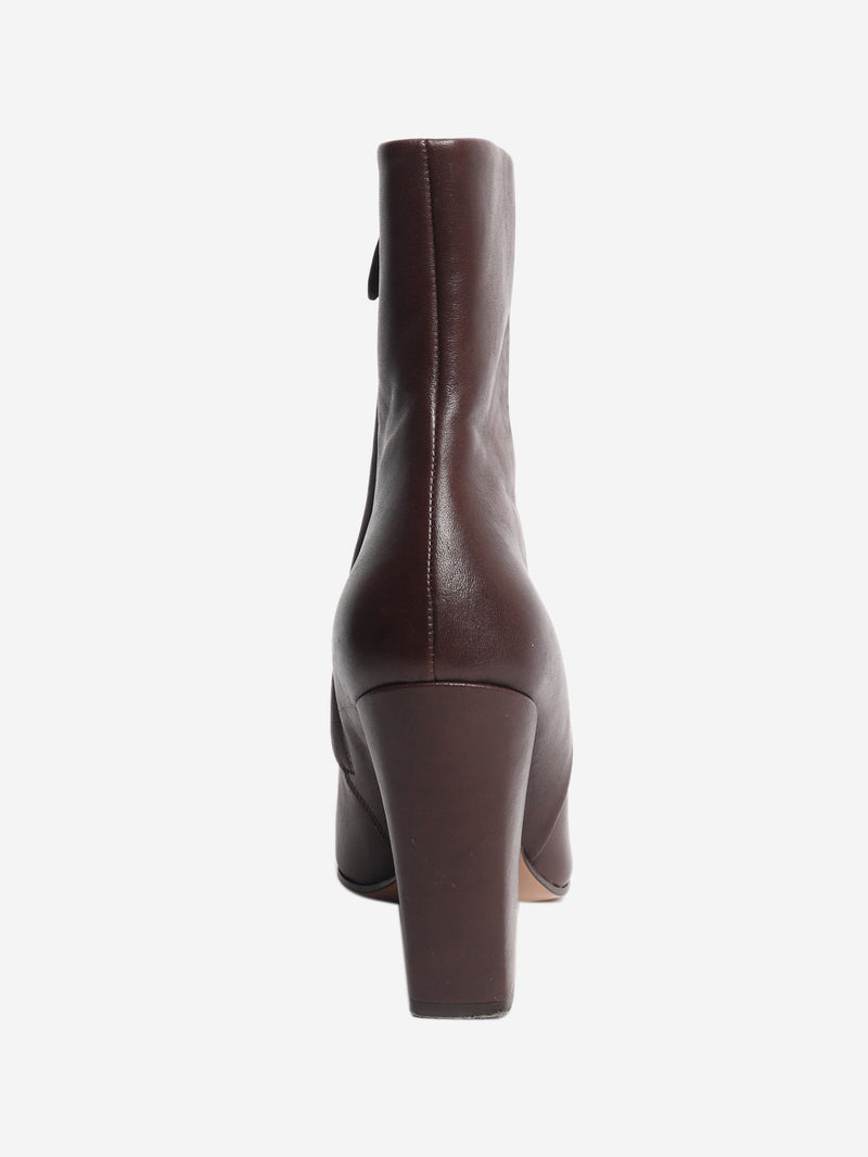 Brown leather pointed-toe ankle boots - size EU 40 Boots Paris Texas 