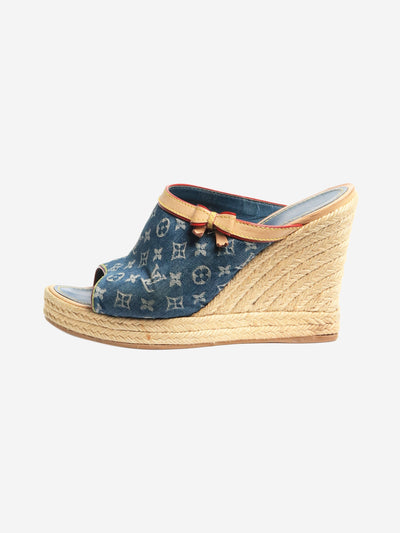 Blue Monogram denim wedge sandals - size EU 38.5 Heels Louis Vuitton 