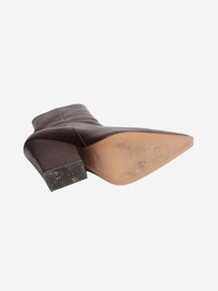 Brown leather pointed-toe ankle boots - size EU 40 Boots Paris Texas 