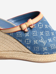 Louis Vuitton Blue Monogram denim wedge sandals - size EU 38.5