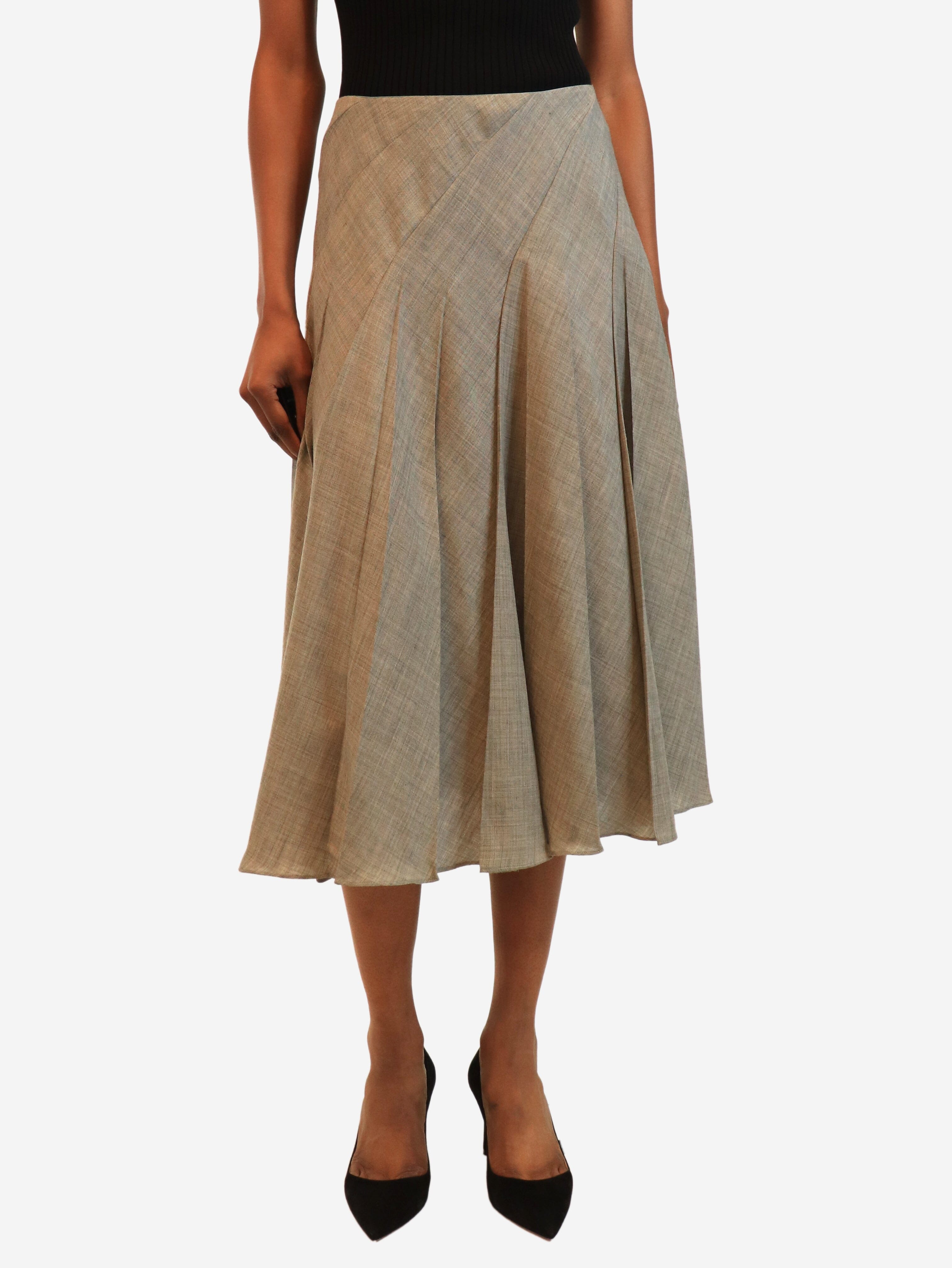 Grey lighweight wool-blend midi skirt - size UK 6 Skirts Ralph Lauren 