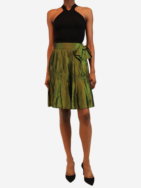 Green vintage pleated mini skirt - size UK 8 alternate image