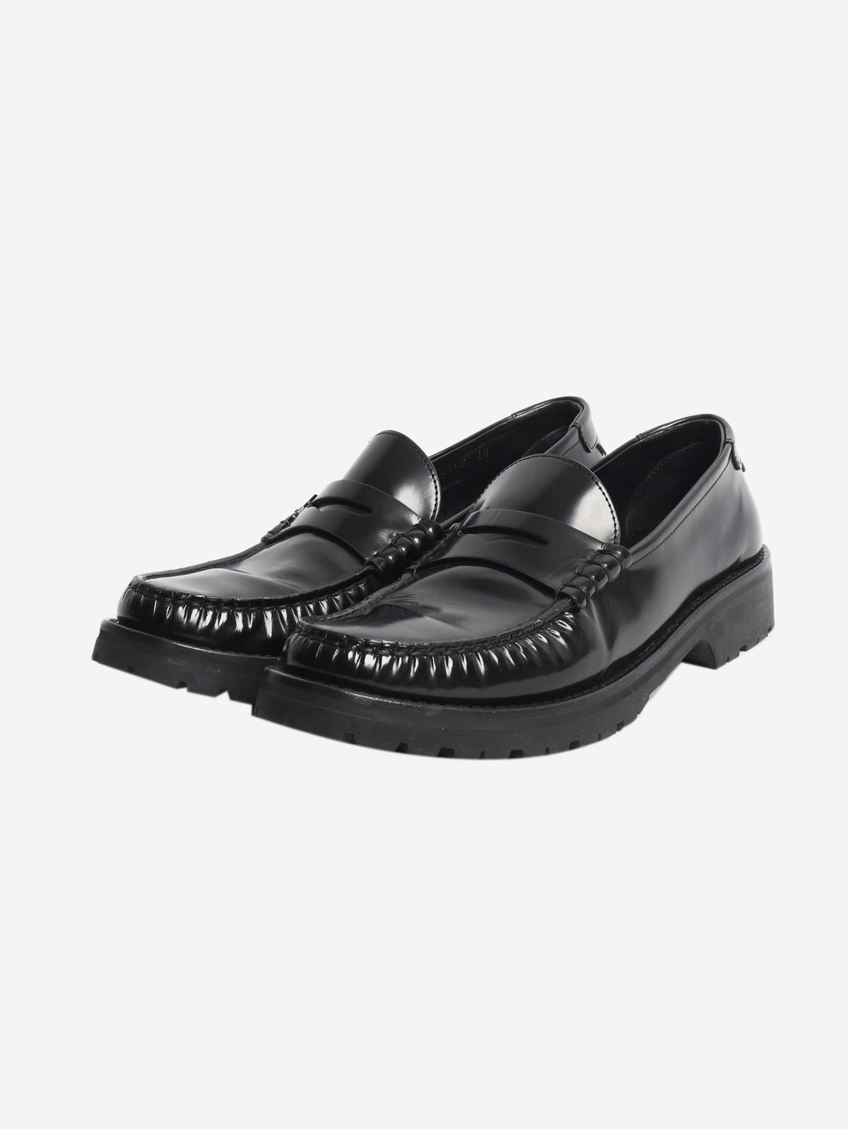 Black glazed leather penny loafers - size EU 40 Shoes Saint Laurent 