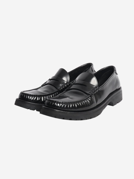 Black glazed leather penny loafers - size EU 40 alternate image