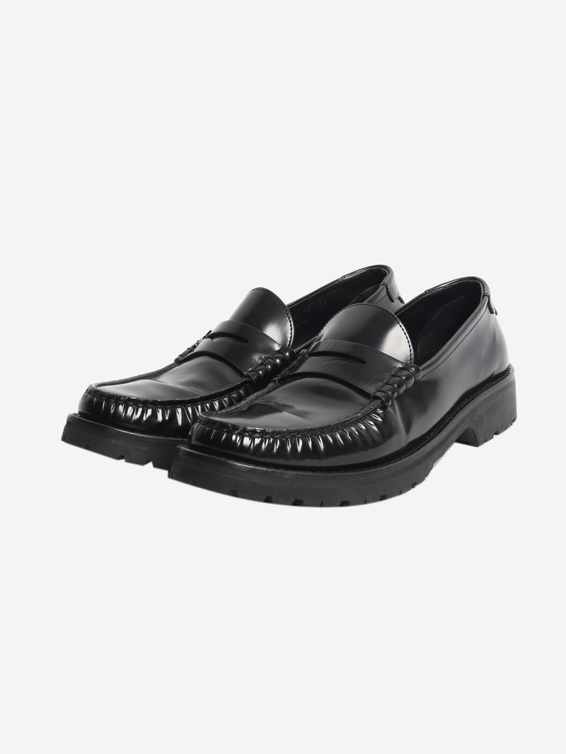 Black glazed leather penny loafers - size EU 40 Shoes Saint Laurent 
