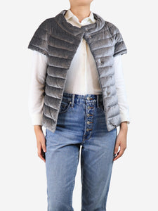 Herno Herno Grey velvet down gilet - size UK 8