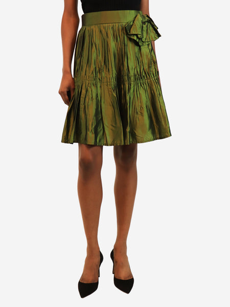 Green vintage pleated mini skirt - size UK 8 product image