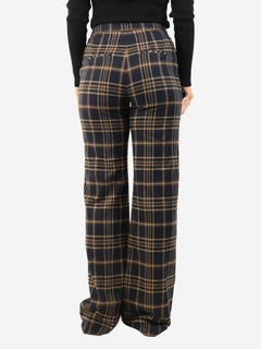 Navy plaid wide-leg trousers - size UK 10 Trousers Veronica Beard 