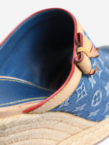 Louis Vuitton Blue Monogram denim wedge sandals - size EU 38.5