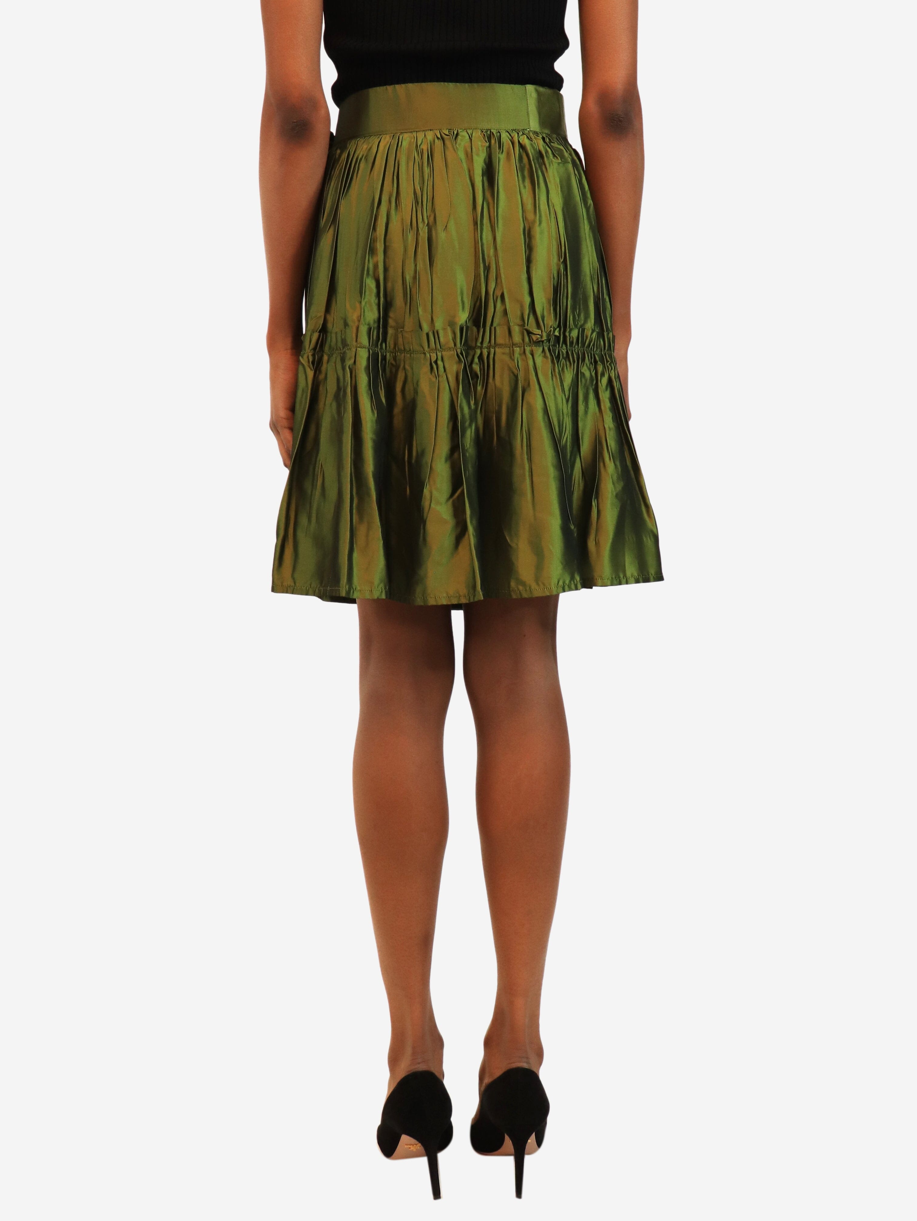 Green vintage pleated mini skirt - size UK 8 Skirts Saint Laurent 