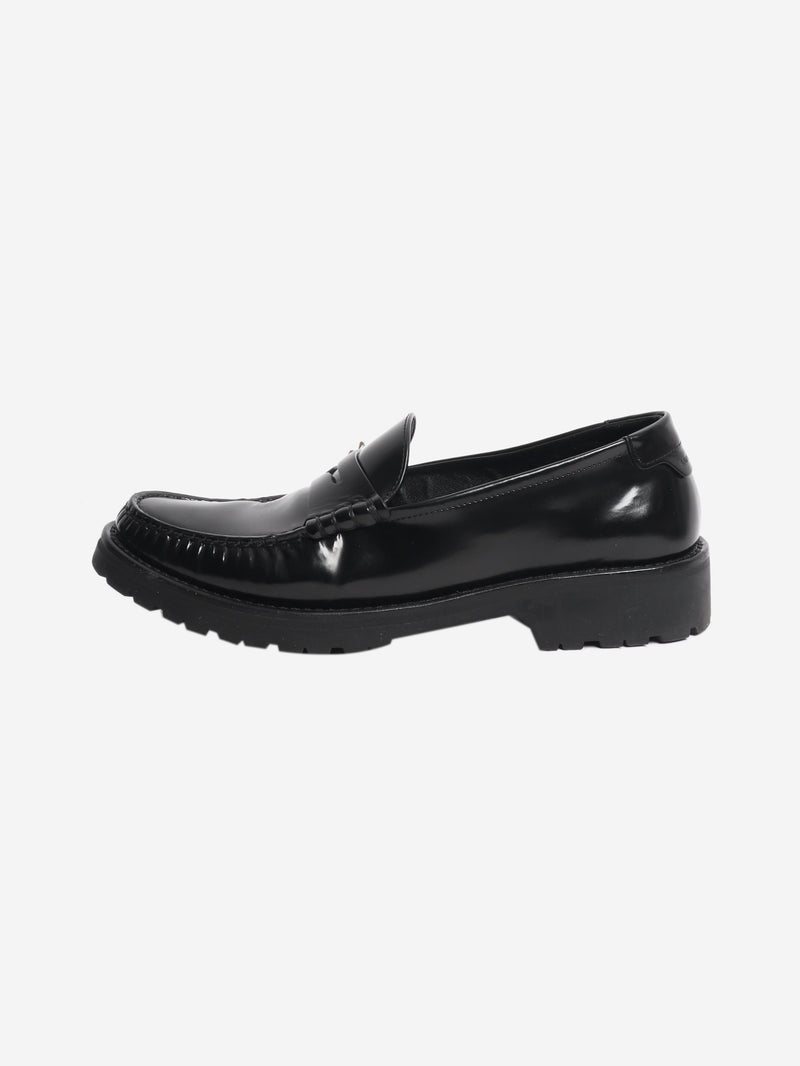 Black glazed leather penny loafers - size EU 40 Shoes Saint Laurent 