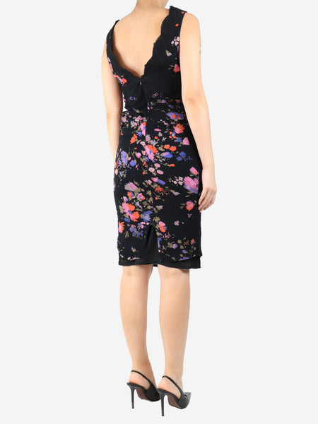 Black vintage 2004 floral lace midi dress - size UK 8 alternate image