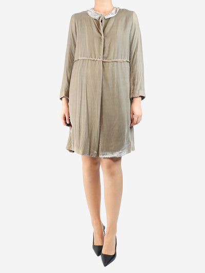 Neutral exposed-hem velvet jacket - size UK 10 Coats & Jackets Colomba Leddi 