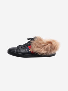 Gucci Black Ace fur-lined trainers - size EU 37