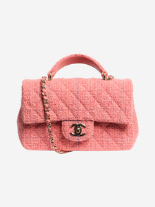 Chanel Pink tweed single flap bag