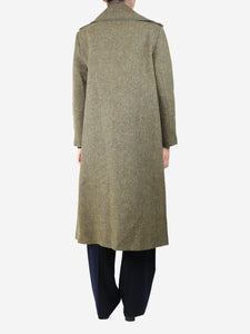 Les Prairies De Paris Green double-breasted Herringbone wool coat - size UK 8