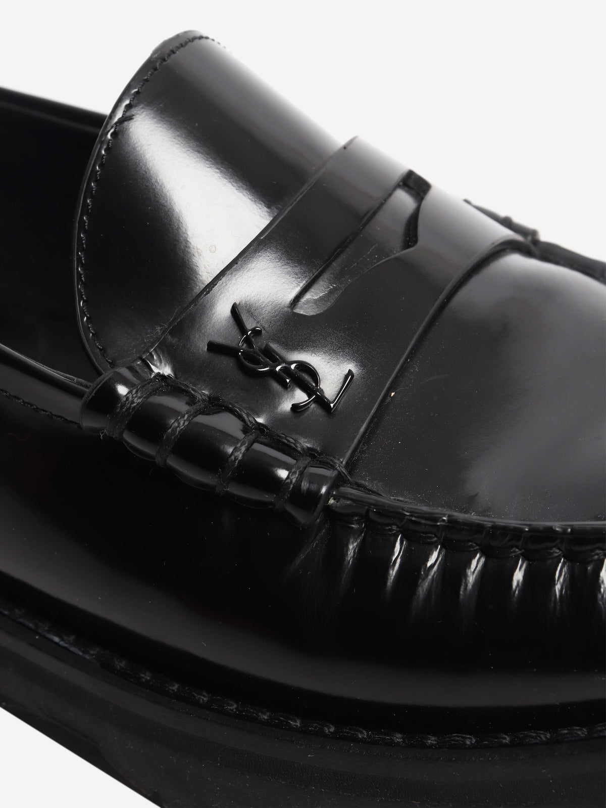 Black glazed leather penny loafers - size EU 40 Shoes Saint Laurent 