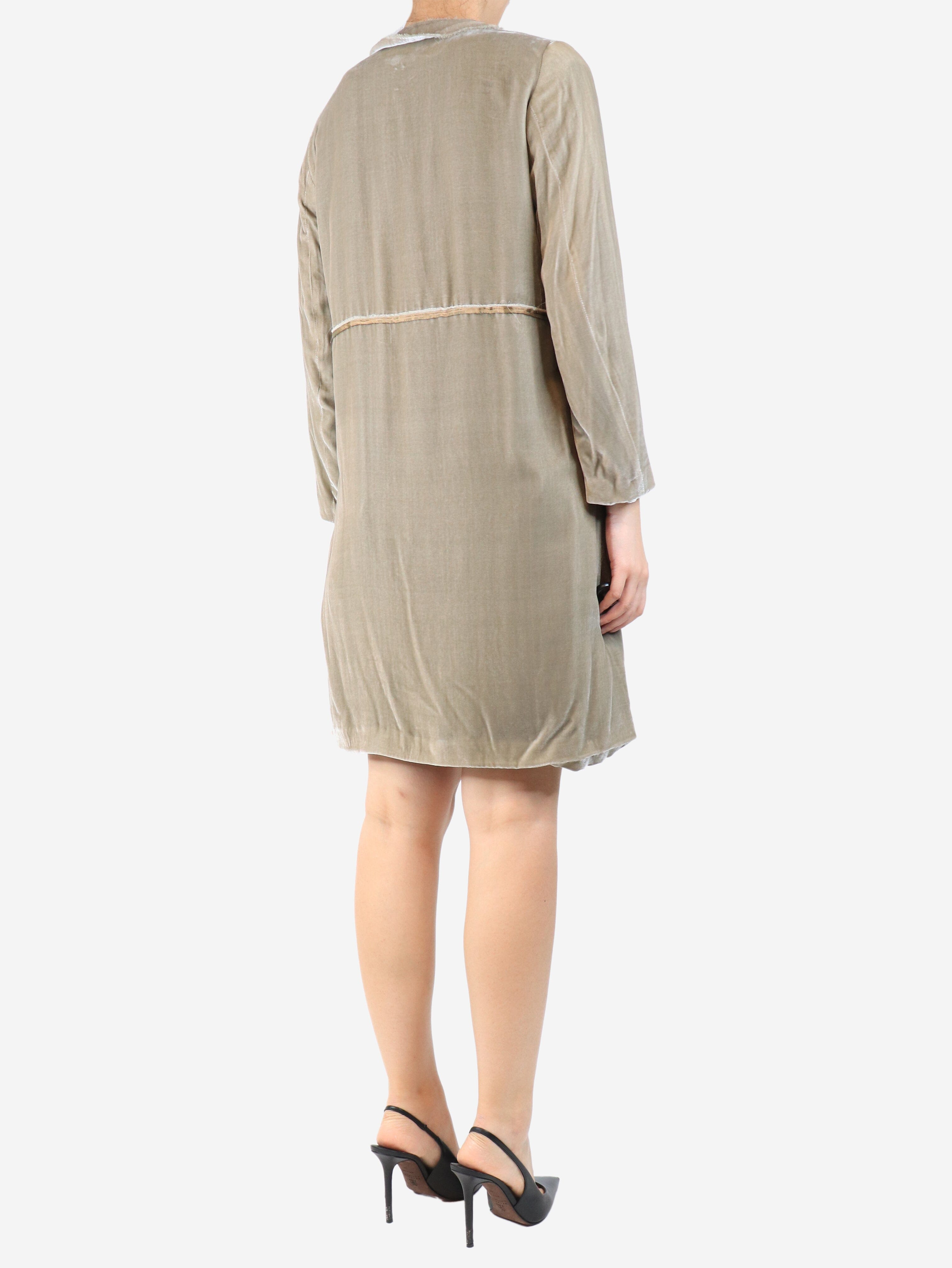 Neutral exposed-hem velvet jacket - size UK 10 Coats & Jackets Colomba Leddi 