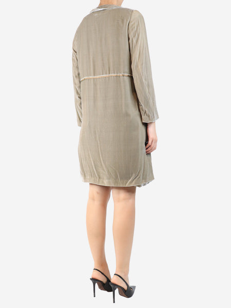 Neutral exposed-hem velvet jacket - size UK 10 alternate image