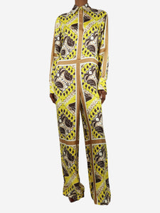 Valentino Yellow silk printed jumpsuit - size UK 6