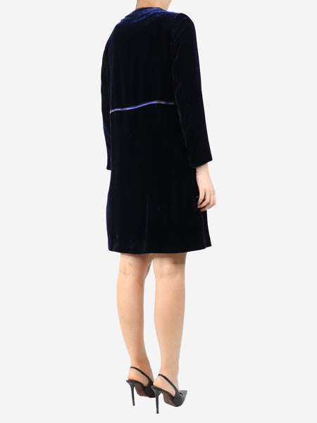 Navy exposed-hem velvet jacket - size UK 10 alternate image