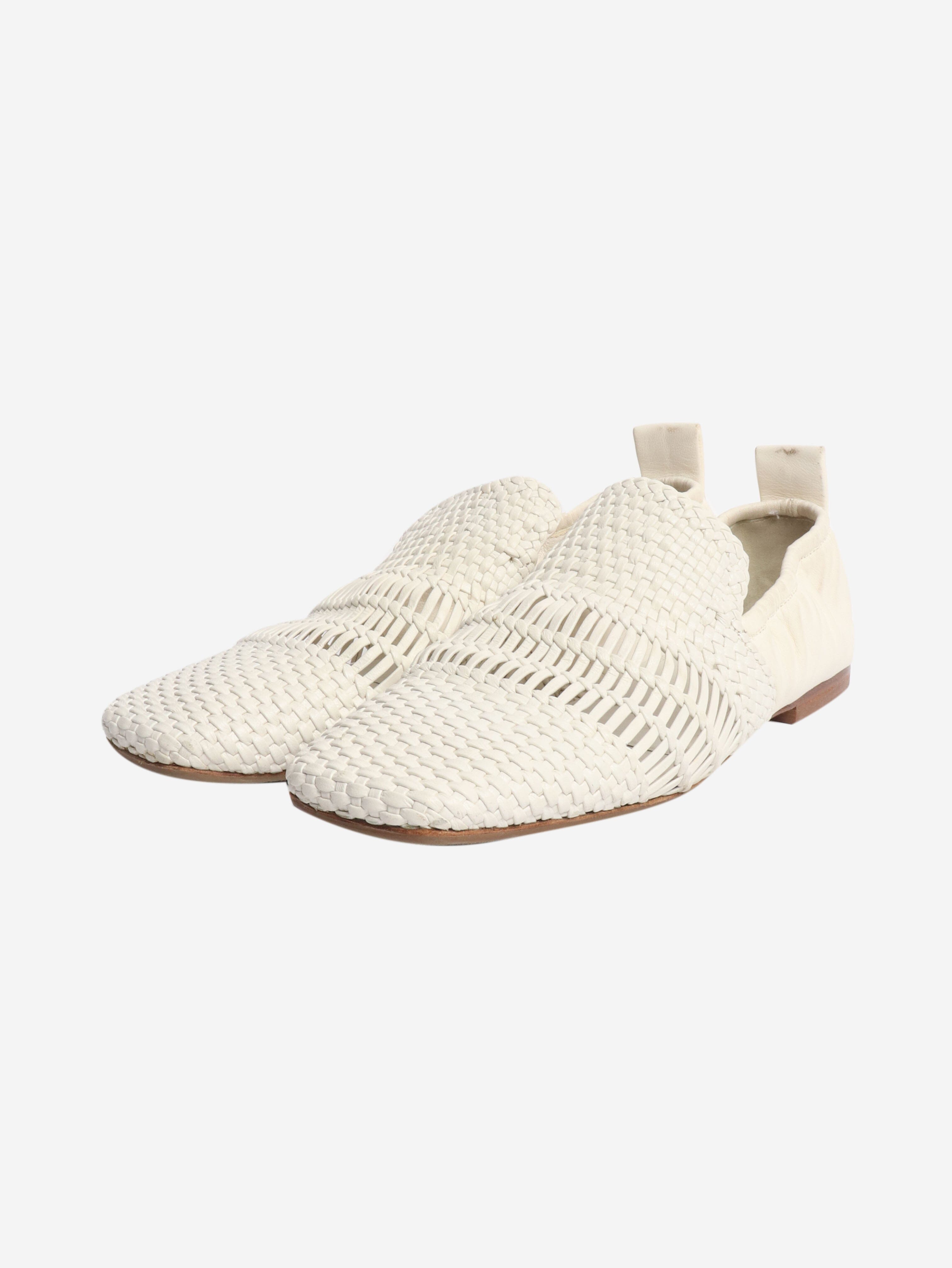 White woven leather flat shoes - size EU 37.5 Flat Shoes Celine 