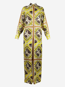 Valentino Yellow silk printed jumpsuit - size UK 6