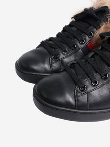 Gucci Black Ace fur-lined trainers - size EU 37