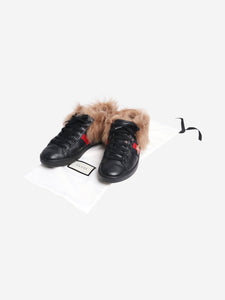 Gucci Black Ace fur-lined trainers - size EU 37