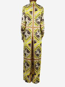 Valentino Yellow silk printed jumpsuit - size UK 6