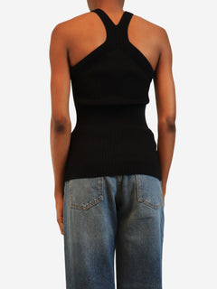 Black knit halterneck top - size XS