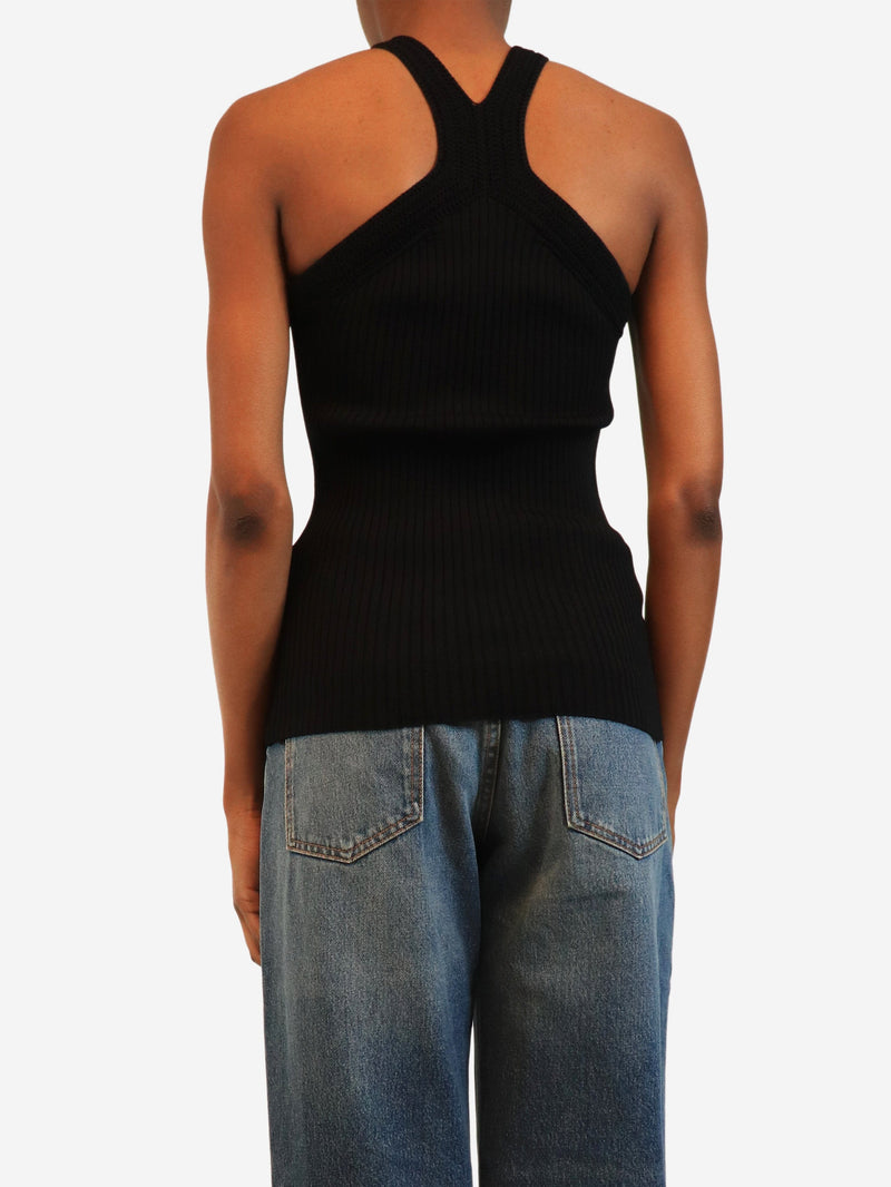 Black knit halterneck top - size XS