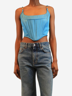 Blue Medusa '95 satin corset top - size UK 8 Tops Versace 
