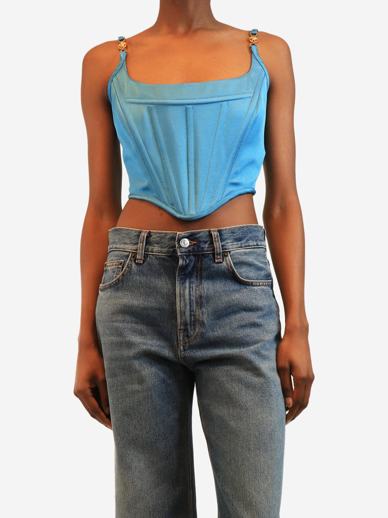 Blue Medusa '95 satin corset top - size UK 8 Tops Versace 