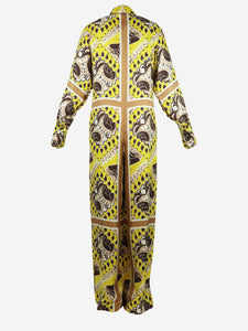 Valentino Yellow silk printed jumpsuit - size UK 6