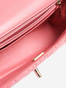 Chanel Pink tweed single flap bag