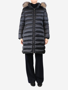 Moncler Black hooded puffer coat - size UK 16