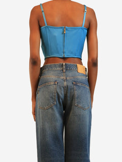 Blue Medusa '95 satin corset top - size UK 8 Tops Versace 