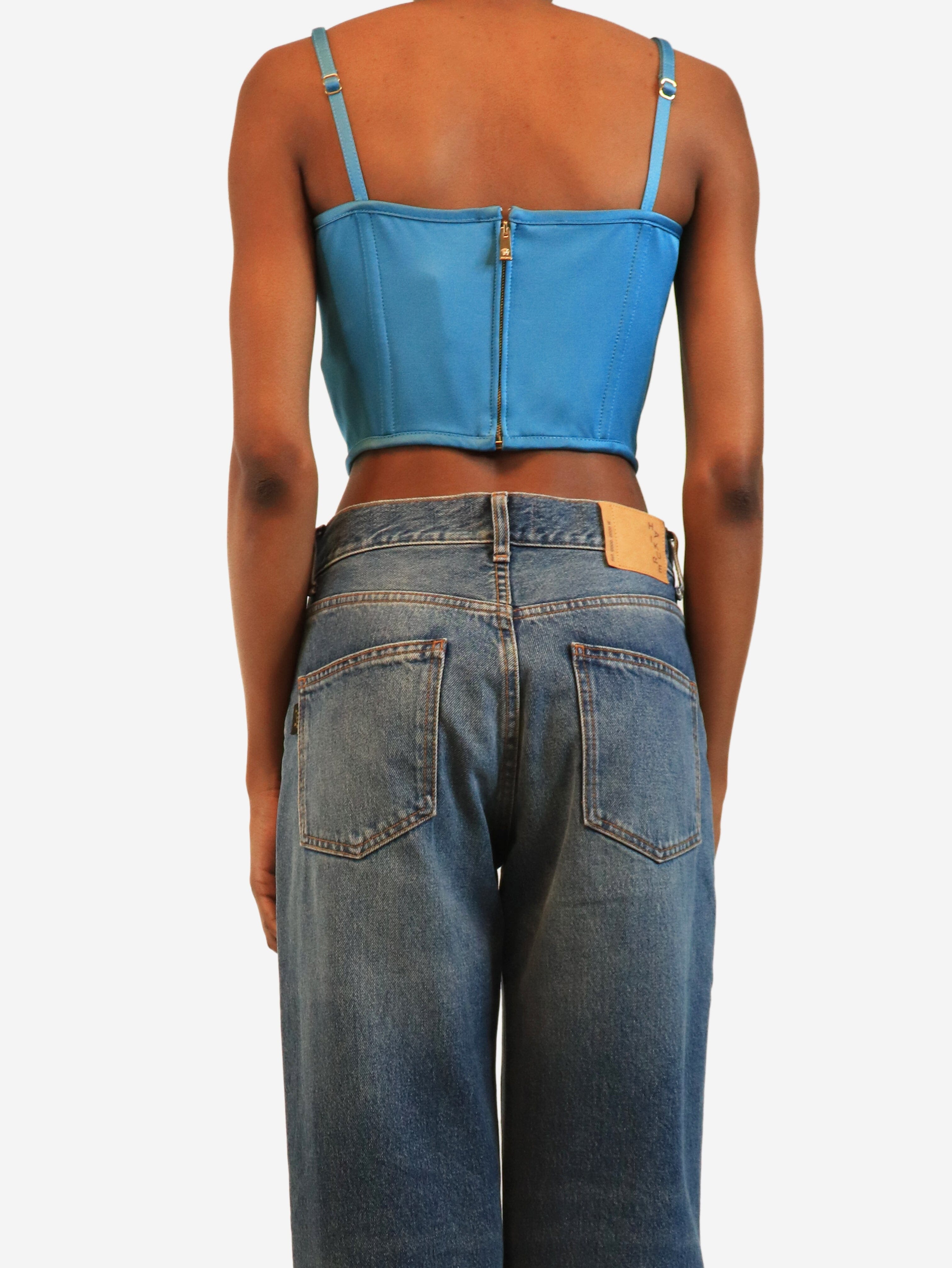 Blue Medusa '95 satin corset top - size UK 8 Tops Versace 