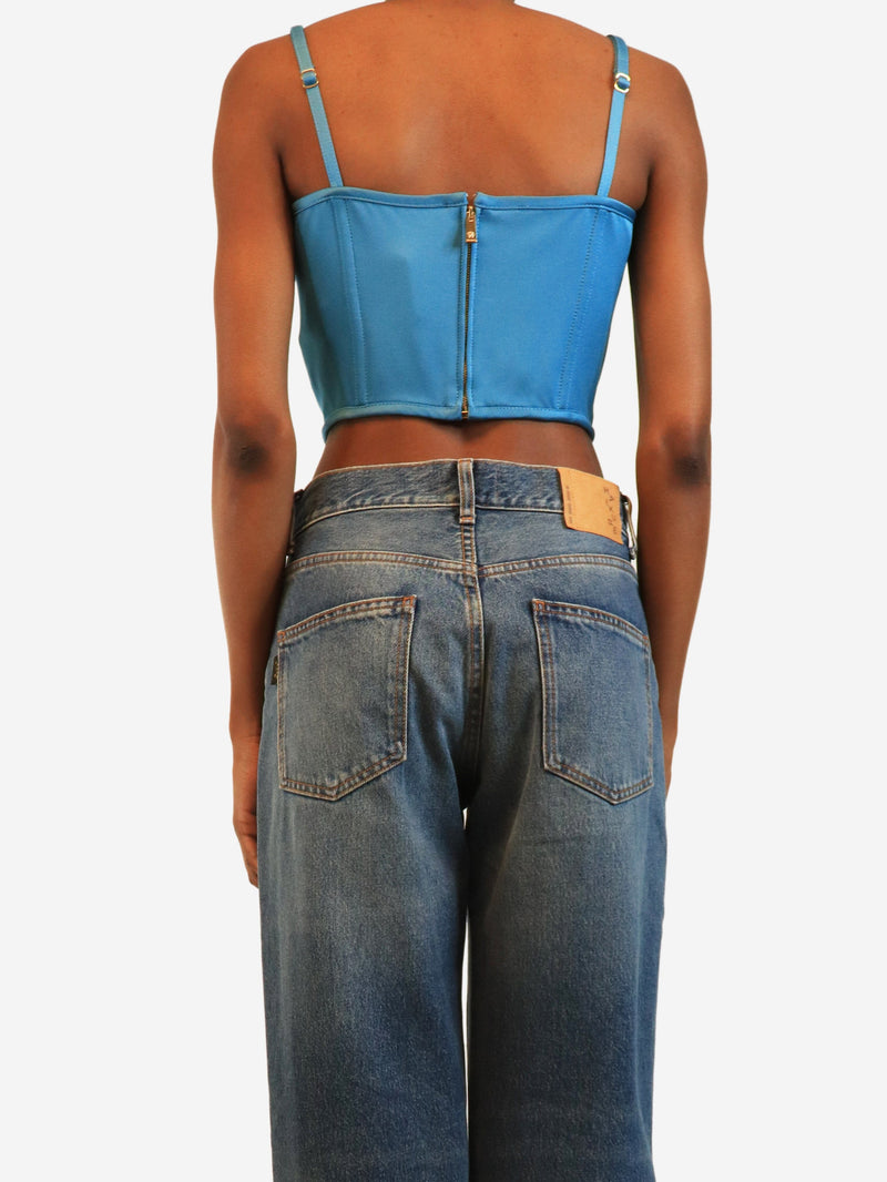 Blue Medusa '95 satin corset top - size UK 8 Tops Versace 